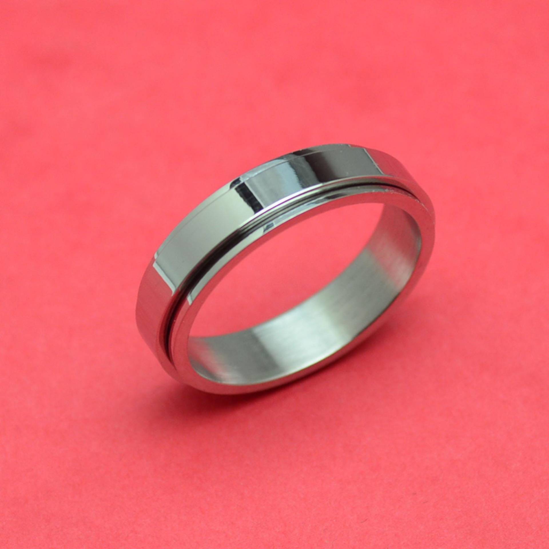 Spielring Drehring Movingring Schmal Edelstahl Silber Spinnerring Anti Stress von abverkaufSoldout