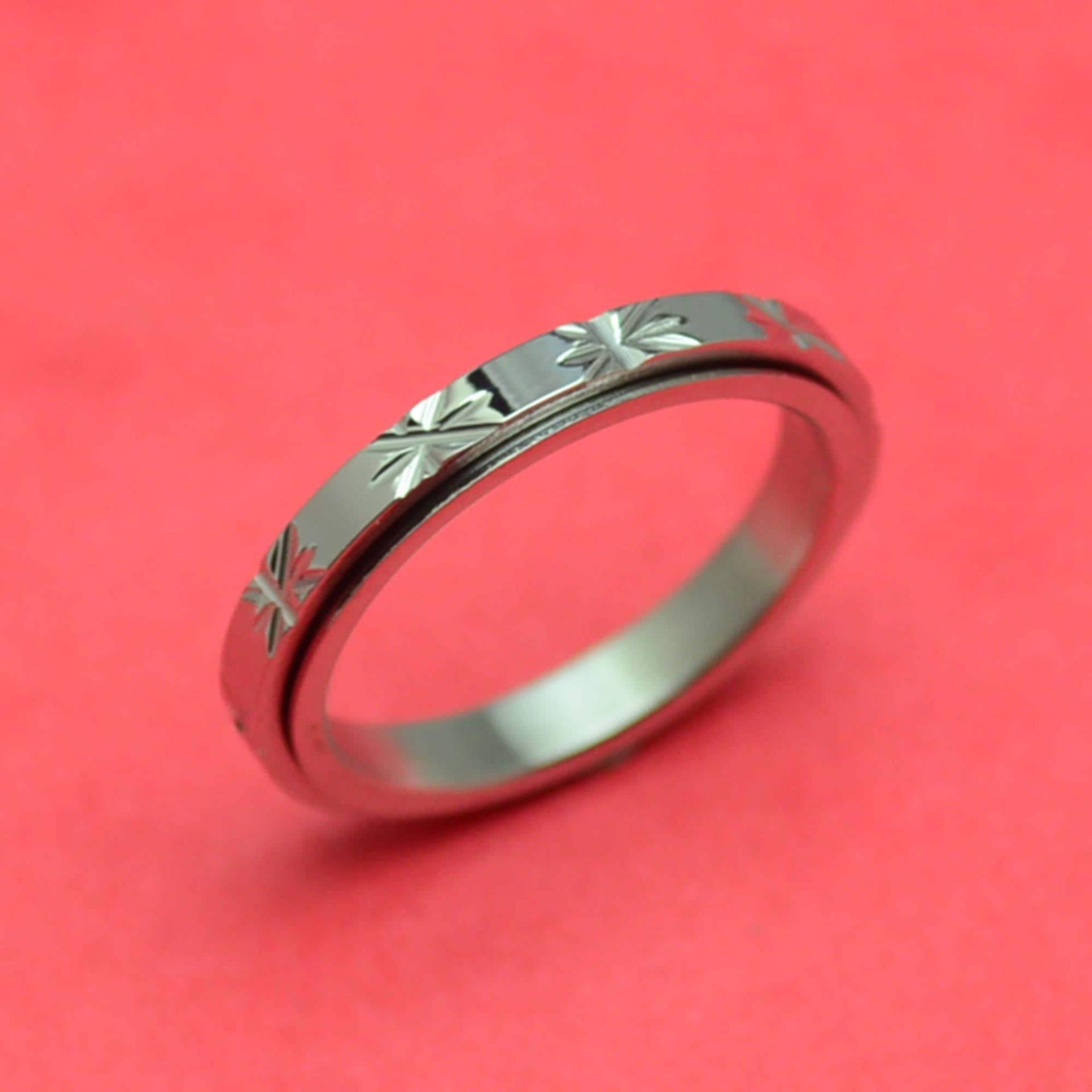 Spielring Schmal Drehring Edelstahl Anti Stress Movingring Silber Fidget Ring von abverkaufSoldout