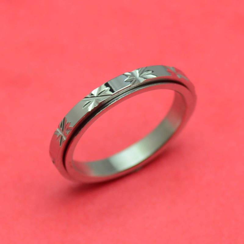 Spielring Schmal Drehring Edelstahl Anti Stress Movingring Silber Fidget Ring von abverkaufSoldout