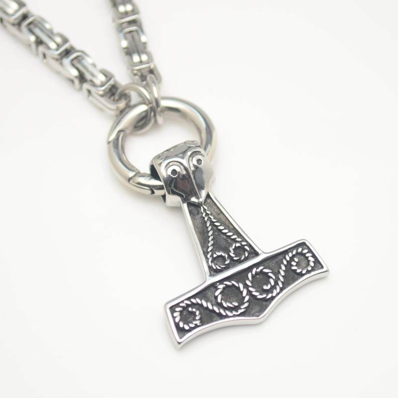 Thorshammer Königskette 60 cm Edelstahl Wikinger Viking Set Anhänger Halskette von abverkaufSoldout