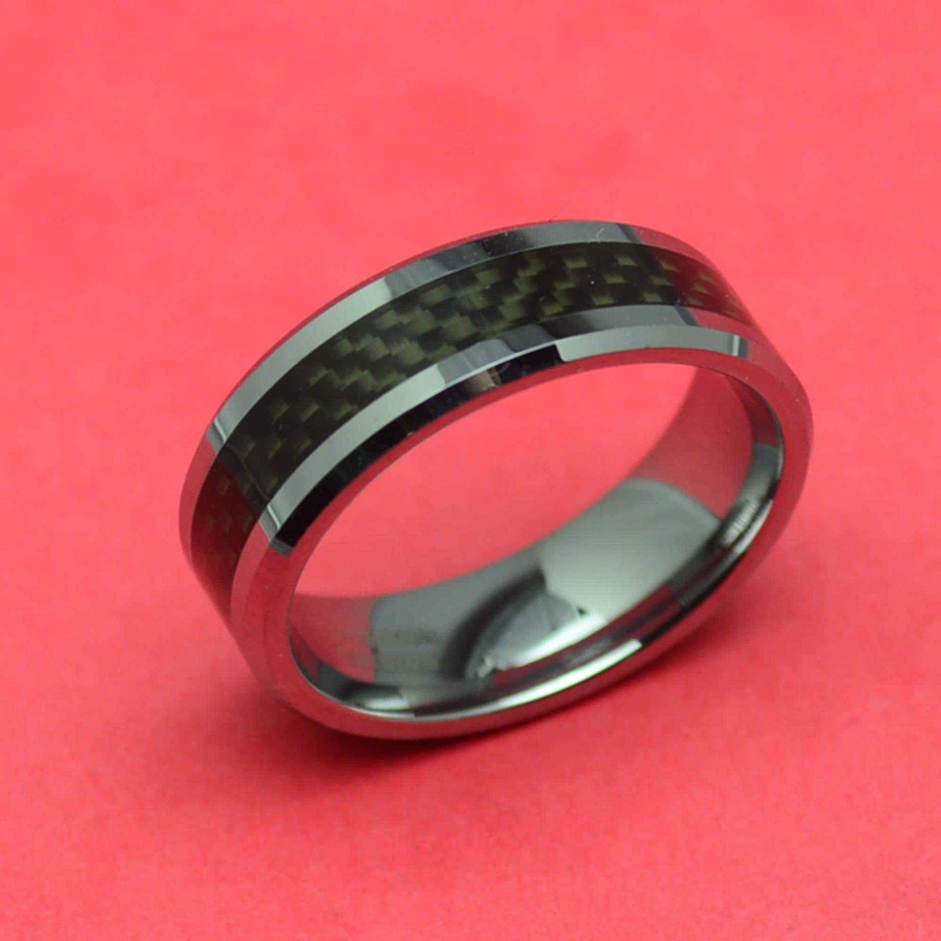 Wolfram Tungsten Ring Kohlefaser Fieberglas Schwarz von abverkaufSoldout