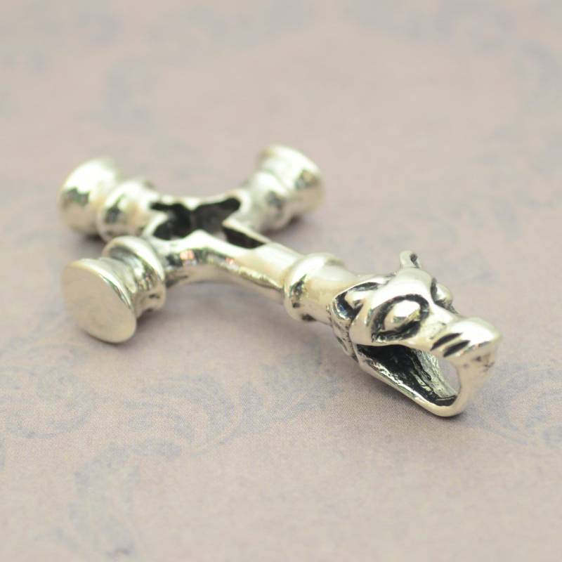 Wolfskreuz Anhänger 925 Silber Keltenschmuck Wikinger Kreuz Wolf Massiv von abverkaufSoldout