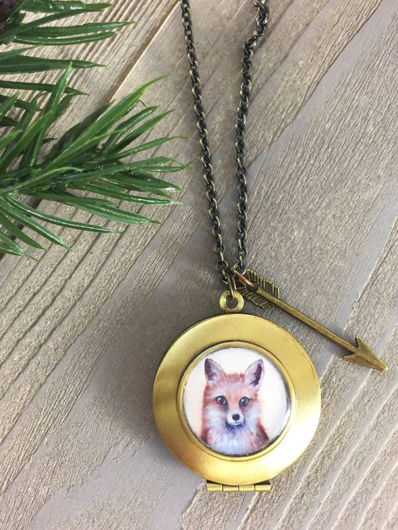 Fuchs Halskette Medaillon - Süßer Anhänger Geschenk Für Sie Schmuck Liebhaber Geist-Tier von acageybee