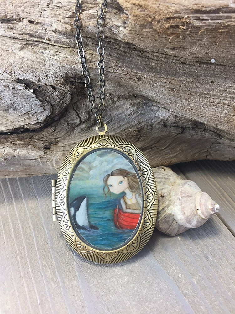 Locket - Sarah Und Der Orca Vintage Medaillon Wal Halskette Ozean Schmuck von acageybee