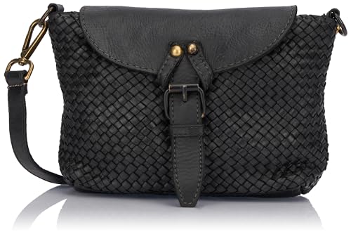 acalmar Women's Schultertasche aus Leder, SCHWARZ von acalmar