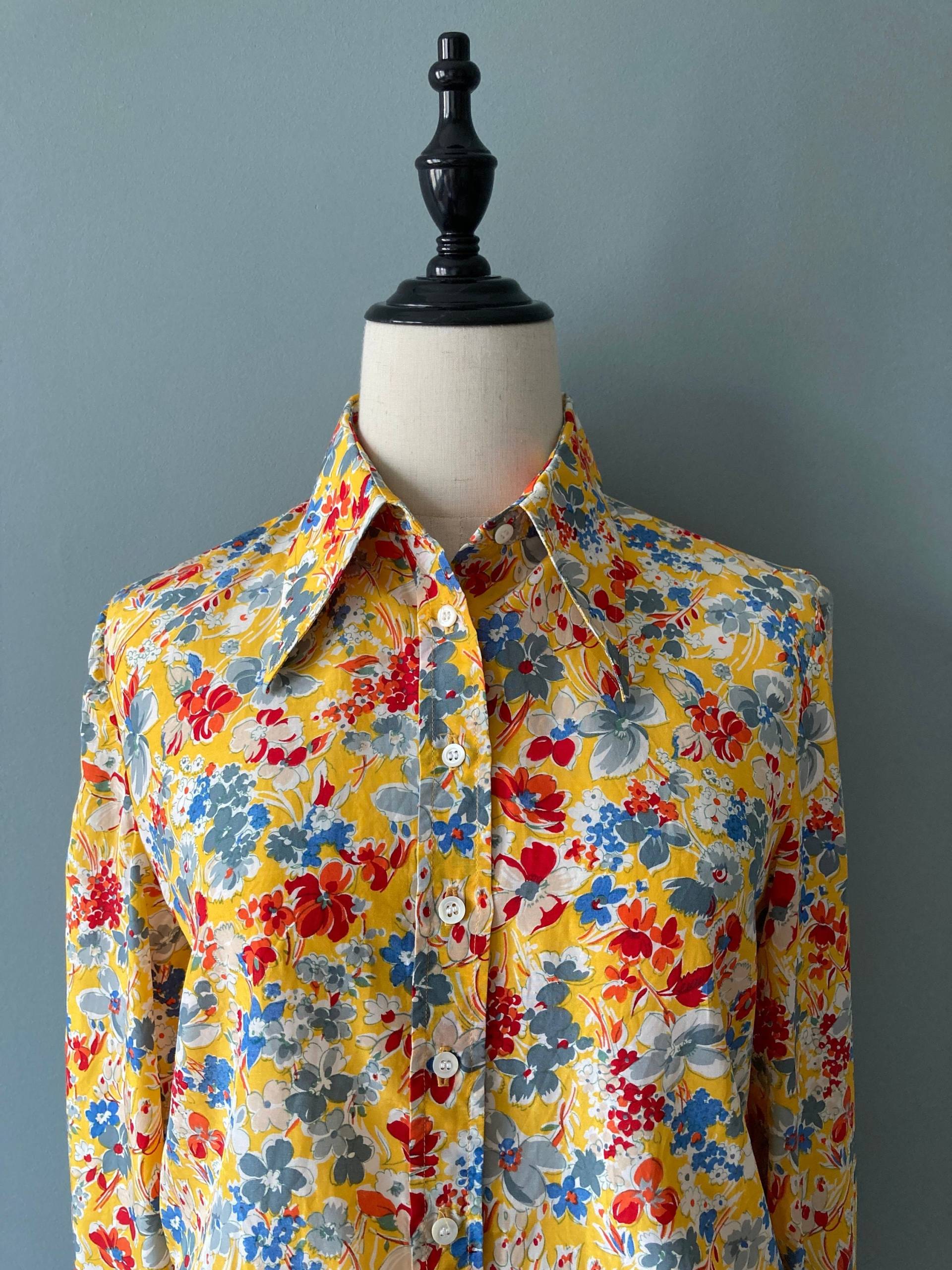 Cacharel 1970Er Gelb Rot Grau Blumen Shirt/Medium Cacharel 1970Er Gelb Rot Grau Blumen Shirt/Medium von acapulco78vintage