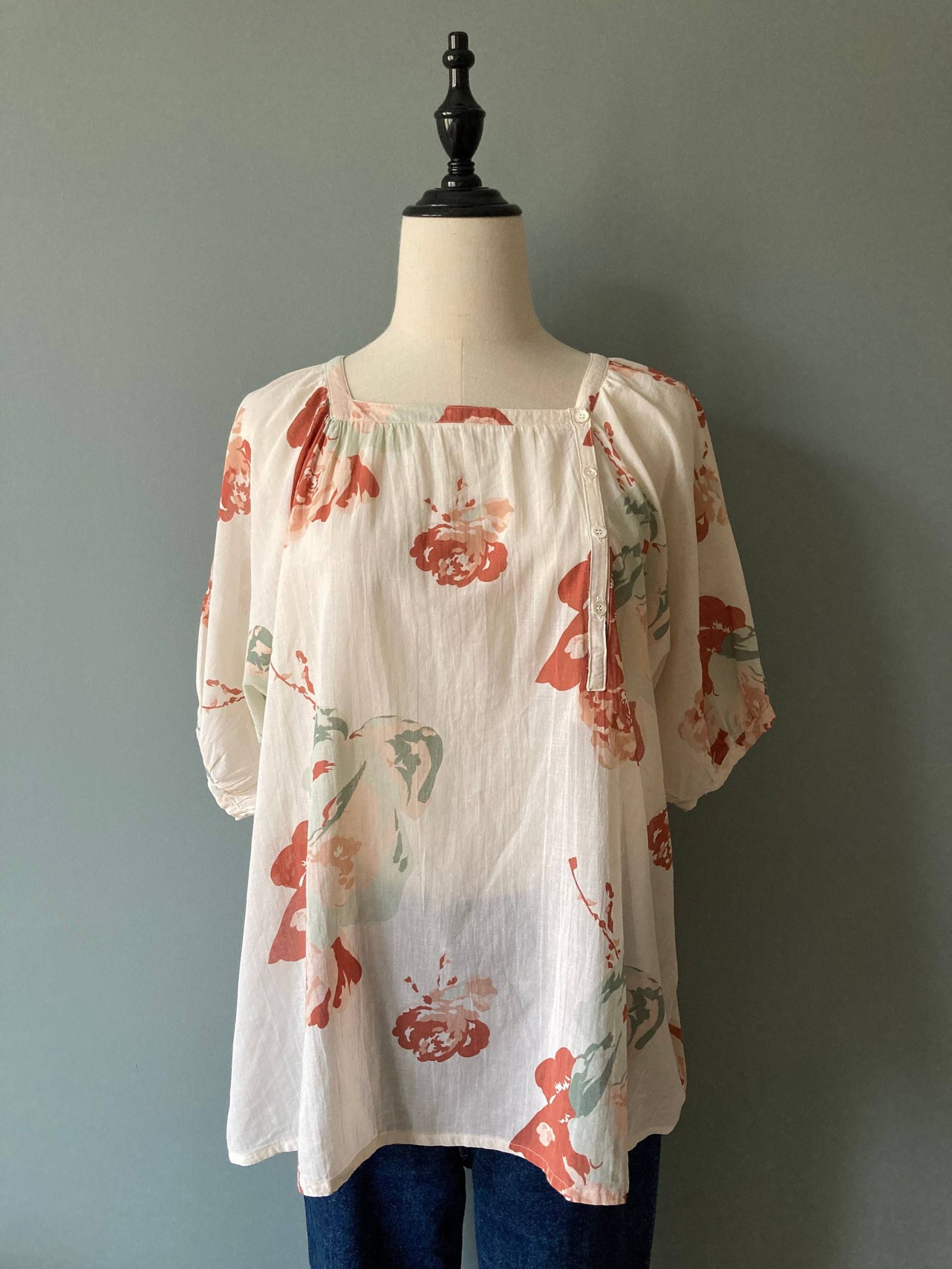 Cacharel 1970Er Jahre Große Blumen Elfenbein Baumwolle Bluse/Medium Cacharel 1970Er Jahre Große Blumen Elfenbein Baumwolle Bluse/Medium von acapulco78vintage