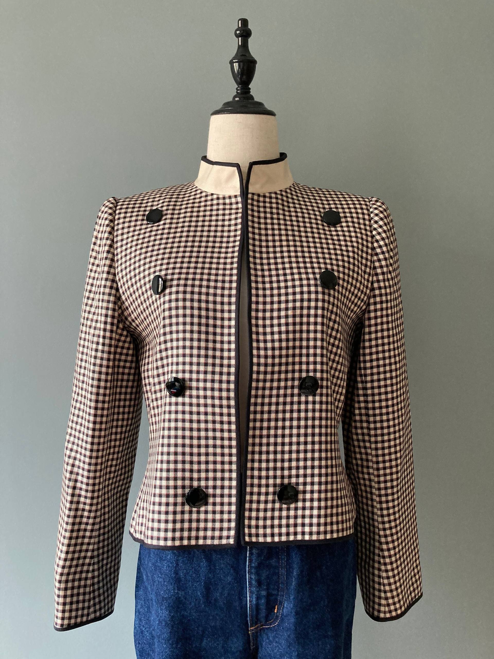 Ted Lapidus 1980Er Vichy Karosjacke, Seidenstoff/Mittel Ted Lapidus 1980Er Vichy Karosjacke, Seidenstoff/Mittel von acapulco78vintage