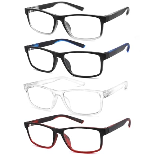 acavefox Lesebrille 4 Pack Herren Blaue Licht Blockieren Anti UV Brillen Federscharnier Komfortabel Lesehilfe Sehstärke 1,75 von acavefox