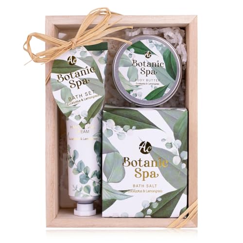 Accentra – Badeset Frauen Geschenkset BOTANIC SPA in schöner Geschenkbox – 3-teiliges Pflegeset mit Handcreme, Körperbutter und Badesalz – Geschenk Set zum Valentinstag & Muttertag von accentra