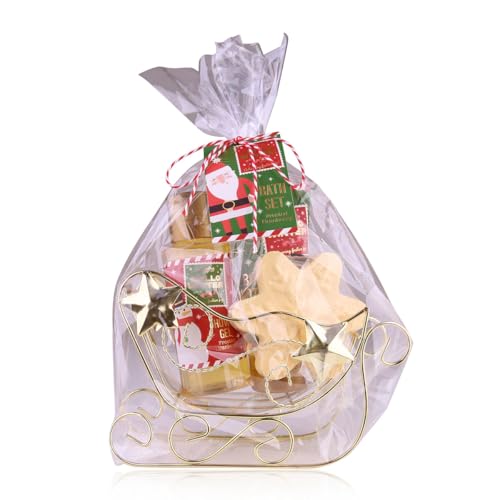 Accentra Badeset HELLO WINTER in goldenem Schlitten aus Draht, inkl. Duschgel, Bodylotion, Badebombe, Duft: Frosted Cranberry, Frauen Geschenk Weihnachten von accentra