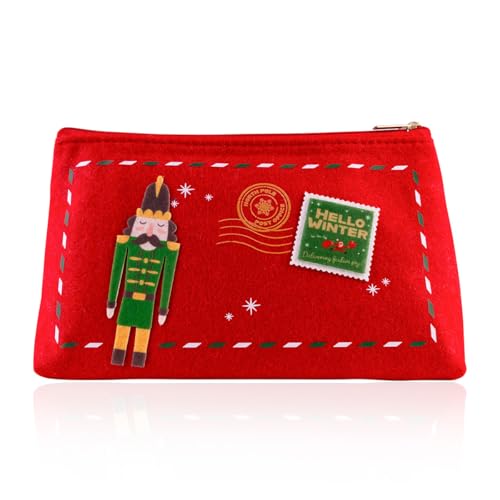 Accentra Badeset HELLO WINTER in Filztasche, inkl. Duschgel, 2 x Badebomben, Duft: Frosted Cranberry, Frauen Geschenk Weihnachten, Tasche aus Filz mit Nussknacker-Deko von accentra