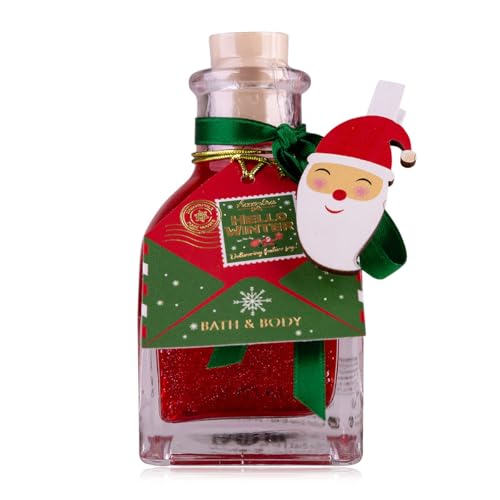 Accentra Schaumbad HELLO WINTER Badeschaum, Duschschaum, Duschgel in kleiner Quader-Glasflasche mit Santa-Dekoclip, Duft: Winter Apple, Frauen Geschenk Weihnachten rot von accentra