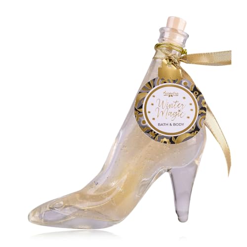 Accentra Schaumbad WINTER MAGIC in Pumps Badeschaum, Duschschaum, Duschgel in Glasflasche in High Heel - Pumps - Stiletto - Optik, Duft: Vanille, Frauen Geschenk Weihnachten von accentra