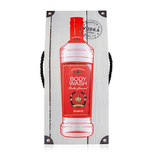 Accentra Duschgel/Badeschhaum für Männer Vodka FLAVOR in Flasche inkl. Geschenkbox/Geschenktasche in Schnaps-Optik, 400ml Showergel, Duft: Vodka - nachfüllbar von accentra