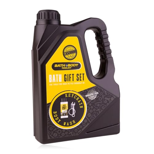 Accentra Duschgel & Schlüsselanhänger BATH + BODY TOOLKIT Geschenkset für Männer in Ölkanister-Form - Pflegeset für Herren zum Vatertag oder Geburtstag von accentra