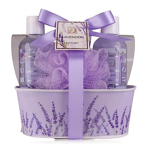 Accentra – Duschset Frauen Geschenkset LAVENDEL in schöner Metallbox – 4-teiliges Pflegeset mit Duschgel, Bodylotion, Schaumbad & Netzschwamm – Wellness Geschenk Set zum Geburtstag, Valentinstag Accentra – Duschset Frauen Geschenkset LAVENDEL in schöner Metallbox – 4-teiliges Pflegeset mit Duschgel, Bodylotion, Schaumbad & Netzschwamm – Wellness Geschenk Set zum Geburtstag, Valentinstag von accentra