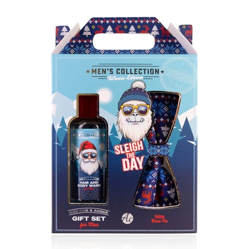Accentra Geschenkset für Männer MEN'S COLLECTION WINTER EDITION in Geschenkbox mit blauer Fliege, inkl. Shampoo & Duschgel, Duft: Iced Pine & Amber, Männer Geschenk Weihnachten Anzug von accentra