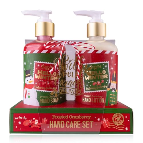 Accentra Handpflegeset HELLO WINTER in Geschenkbox für Frauen, inkl. Handseife und Handlotion in Pumpspender, Duft: Frosted Cranberry, Handcreme Geschenk Weihnachten von accentra