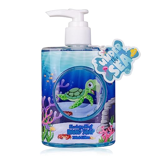 Accentra Handwaschseife für Kinder, 200ml cremige Schildkröten/Fische-Seife im blauen Pumpspender für Kids "UNDER THE SEA", schonend-reinigende Handseife für Jungen & Mädchen von accentra