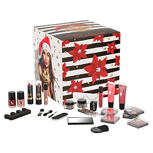 Accentra Kosmetik Adventskalender quadratisch für Teenager Mädchen & Frauen, 24 Nagelpflege & Make-up Kleinigkeit, abwechslungsreicher Beauty-Inhalt von accentra