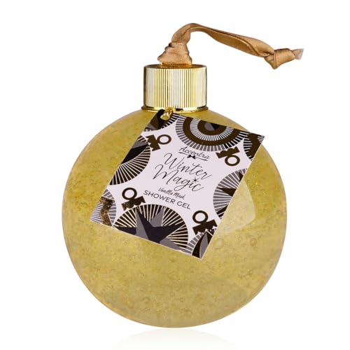Accentra Schaumbad WINTER MAGIC 500 ml in großer Kugelflasche, Frauen Geschenk Weihnachten, Duft Vanilla Musk, Farbe Weiß/Gold/Schwarz von accentra