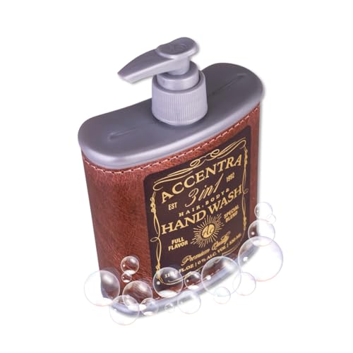 Accentra Seifenspender Whiskey, Handseife SPECIAL BLEND in Schnapsflaschen-Optik, Flachmann mit 330ml Handseife im Pumpspender, Flüssigseife, Duft: Birke & Zeder, Geschenkidee für Männer zum Vatertag von accentra