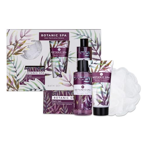 accentra - Geschenkset Frauen BOTANIC SPA 4-teilig - Badeset Geschenk mit Bodylotion, Badesalz, Duschgel & Netzschwamm – Wellness Set für Frauen & Mädchen zum Geburtstag & Valentinstag von accentra