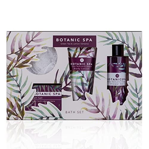 accentra - Geschenkset Frauen BOTANIC SPA 4-teilig - Badeset Geschenk mit Bodylotion, Badesalz, Duschgel & Netzschwamm – Wellness Set für Frauen & Mädchen zum Geburtstag & Valentinstag von accentra