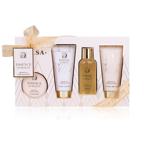 SALSA - ESSENCE OF BEAUTY - Duschset Geschenkset für Frauen in Geschenkbox mit Duschgel, Bodylotion, Handcreme und Badekugel, Badeset als luxuriöse Geschenkidee für Damen Duft: Orange & Lime Blossom von accentra
