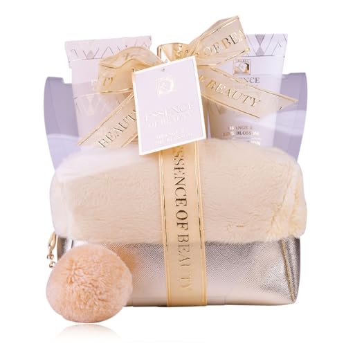 SALSA - ESSENCE OF BEAUTY - Duschset Geschenkset für Frauen in goldener Kosmetiktasche mit Bodylotion, Duschgel & Schaumbad, 4tlg. Badeset als luxuriöse Geschenkidee, Duft: Orange & Lime Blossom von accentra