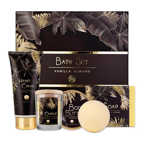 accentra - Geschenkset Frauen LUXURY 5-teilig - Badeset Geschenk mit Duftkerze, Seife, Handcreme, Körperbutter & Badebombe – Wellness Set für Frauen & Mädchen zum Geburtstag & besonderen Anlässen von accentra