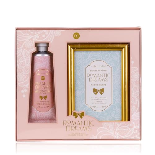 accentra - Geschenkset Frauen ROMANTIC DREAMS 2-teilig - Pflege Geschenk mit Bilderrahmen, Hand- & Nagelcreme – Wellness Set für Frauen & Mädchen zum Geburtstag & Valentinstag von accentra