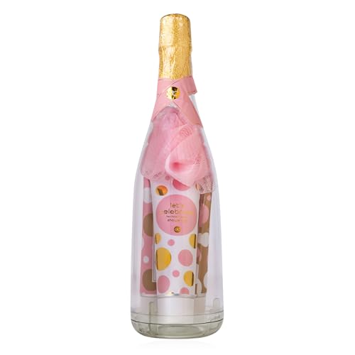 accentra - LET'S CELEBRATE Geschenkset in wiederverwendbarer Geschenkbox (Flasche Champagner-Optik) zur Entspannung für Frauen zum Geburtstag oder Valentinstag 4-Teiliges Wellness Pflegeset von accentra