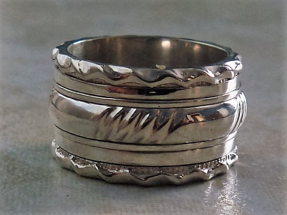 Klobige Silberring, Breitband Silber-Ring, Massiv Silber Ring, Kunst-Band-Ring, Unisex Sterling 925 von accentsoffantasy