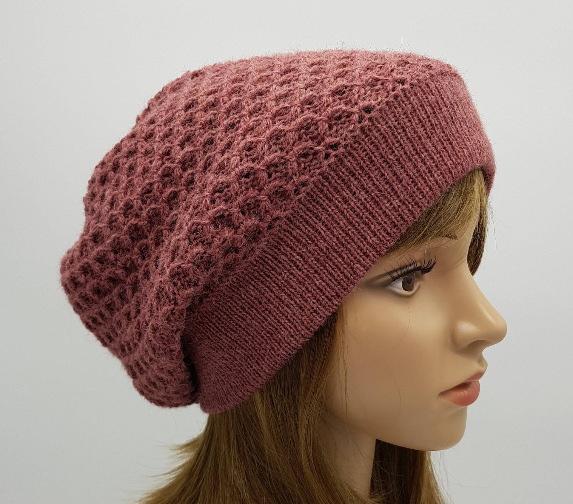 Handgestrickte Alpaka Baskenmütze Für Frauen, Winter Mütze, Herbst Slouchy Beanie, Gestrickt Aus 100 % Wolle von accessoriesbyrita