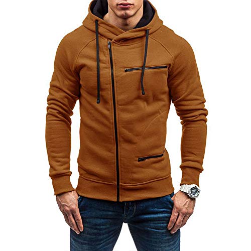 Herren Casual Langarm Hoodies Full Zip Samt Sweatshirt M-3XL, braun, XXL von acelyn