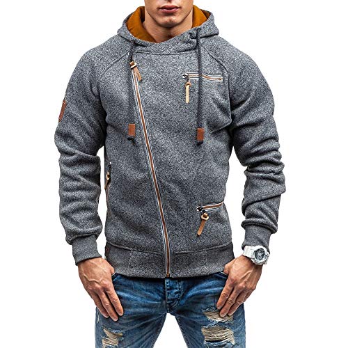 Herren Casual Langarm Hoodies Full Zip Samt Sweatshirt M-3XL, dunkelgrau, XL von acelyn