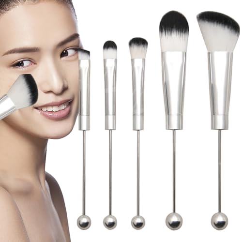 acime Perlenförmiges Make-up-Pinsel-Set, Make-up-Pinsel mit Metallgriff,5-teiliges Make-up-Pinsel-Set | Foundation-Pinsel, Konturenpinsel, Beauty-Geschenke für Frauen für Lidschatten, Augenbrauen, von acime