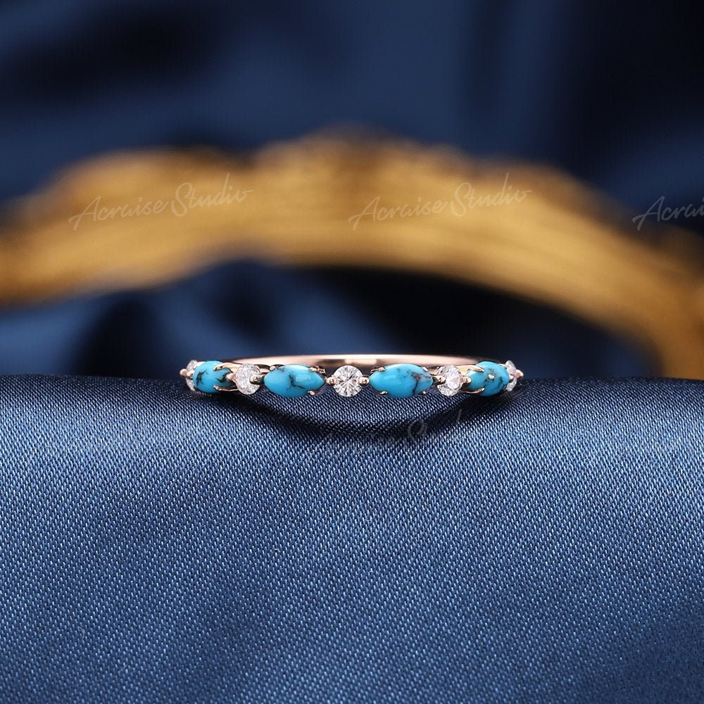 Türkis Ehering Rosegold Verlobungsring Marquise Schliff Ring Moissanite Diamant Stacking Band Frauen Vintage Ringe von acraisejewelry