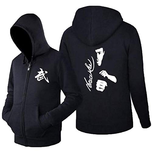 Bruce Lee T-Shirt für Herren Kung Fu Martial Art Fitted Casual Sport Hoodie Zip Sweatshirt von acsefire