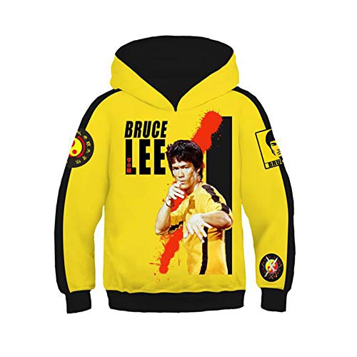Kinder Kung Fu Sweatshirt Bruce Lee Bedruckte Langarm Hoodie Kind Lustige Cartoon Jogginghose Hose für Bruce Lee Fans von acsefire