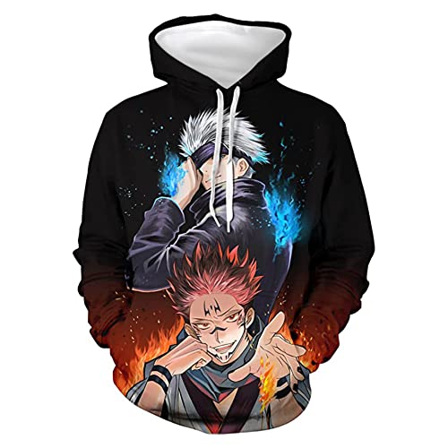 Unisex Anime Sweatshirt Jujutsu Kaisen Langarm Kapuzenpullover Gojo Satoru Hoodie Itadori Yuji Lustige Cartoon Sport Pullover für Ryomen Sukuna Fans von acsefire