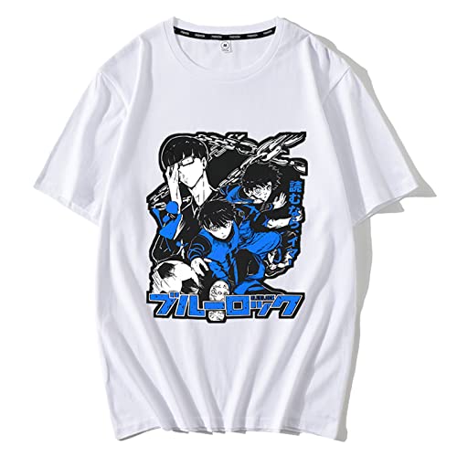 Unisex Blue Lock T-Shirt Lässige Streetwear Kurzarm Harajuku Loose T-Shirt Anime Isagi Yoichi T-Shirt Bachira Meguru Tops von acsefire