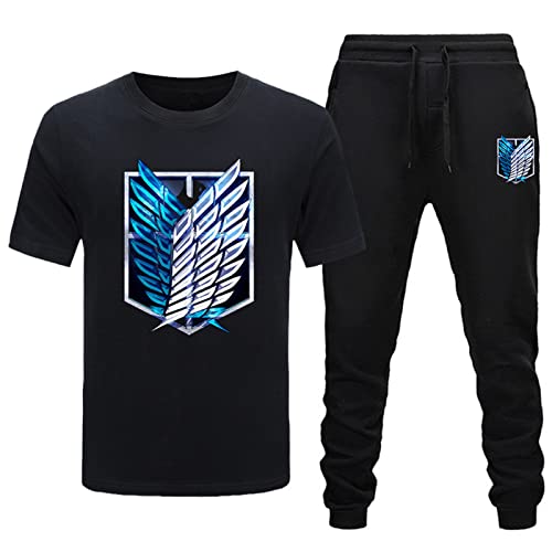 acsefire Anime Attack on Titan Sportswear Anzug Eren Jager Print Casual T-Shirt + Jogginghose Set 2 Stück für Männer Jungen von acsefire