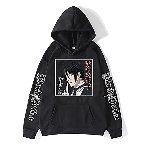 acsefire Black Butler Hoodie Fashion Streetwear Kapuzen-Sweatshirt Anime Charakter Print Einfarbig Pullover Männer Frauen von acsefire