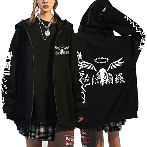 acsefire Black Dragon BD Hoodie Manjirou Sano Mikey Pullover Walhalla Hoodie Der kopflose Engelskopf Casual Streetwear Zipper Hoodie Walhalla Tokyo Cardigan von acsefire