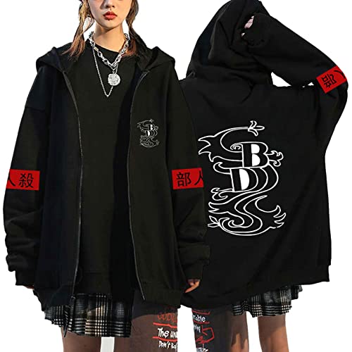 acsefire Black Dragon BD Hoodie Manjirou Sano Mikey Pullover Walhalla Hoodie Der kopflose Engelskopf Casual Streetwear Zipper Hoodie Walhalla Tokyo Cardigan von acsefire