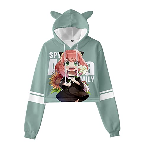 acsefire Damen Mädchen Anime Cosplay Sweatshirt Spy x Family 3D Langarm Kapuzenpullover Anya Forger Katzenohr Pullover für Yor Forger Fans von acsefire