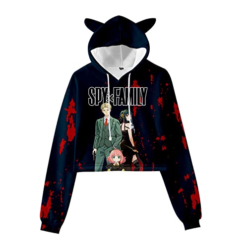 acsefire Damen Mädchen Anime Cosplay Sweatshirt Spy x Family 3D Langarm Kapuzenpullover Anya Forger Katzenohr Pullover für Yor Forger Fans von acsefire